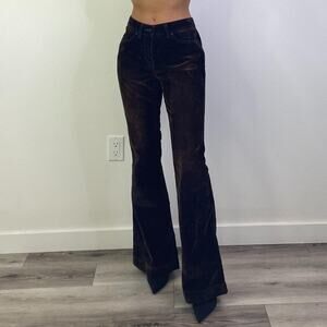 Dark Brown Velvet Flare Jeans